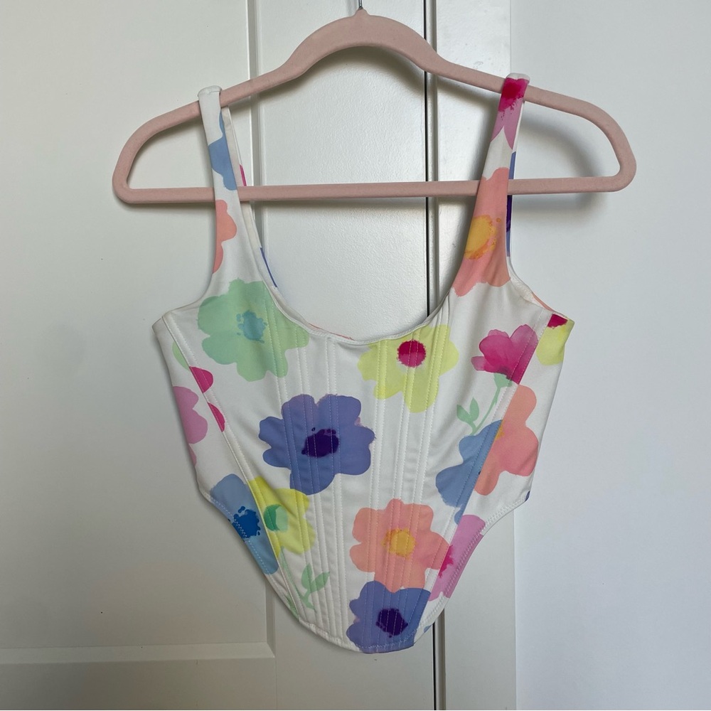 White fox flower corset